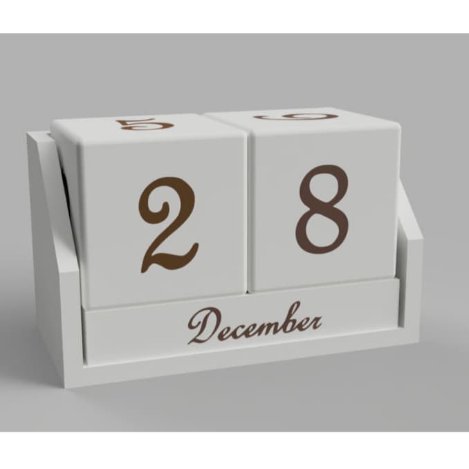 Calendário Permanente de Mesa em Blocos Decorativo - Personalize a Cor das Letras