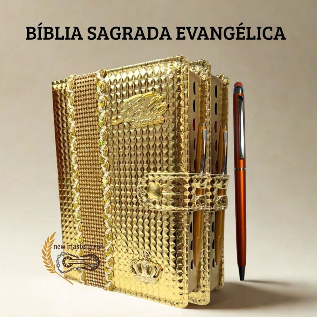 Biblia Sagrada Letra Hipergigante Luxuosa Ouro Com Harpa