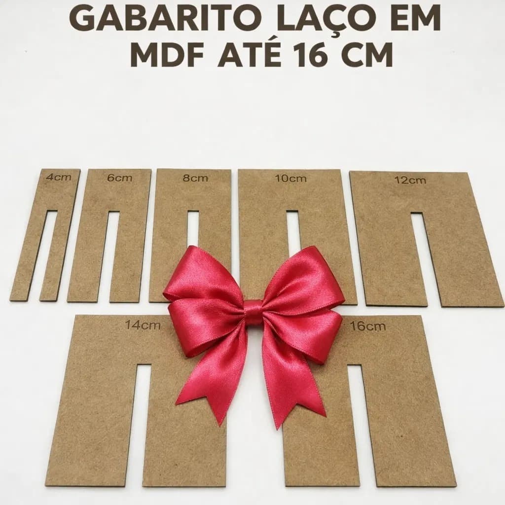 7 unidades de Gabarito em mdf para laço perfeito - Do tamanho 4 ao 16