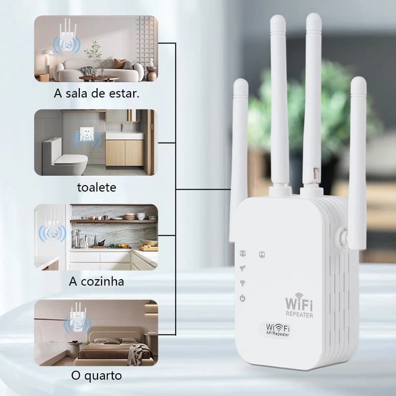 Repetidor WiFi 1200Mbps G8 Bivolt - Amplificador de Sinal Ultra Rápido com 4 Antenas -G8