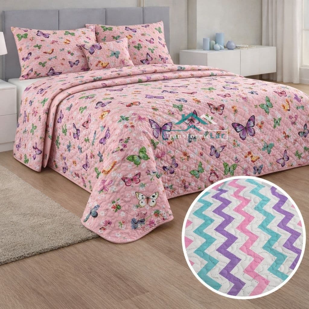 Colcha Cobre Leito 3 Pçs Matelassê Casal Queen Dupla Face