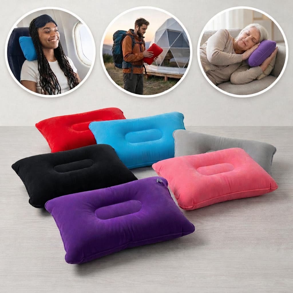 Travesseiro Almofada Inflável de Encher Pra Viagem Avião Praia Camping Acampamento Passeio Parque