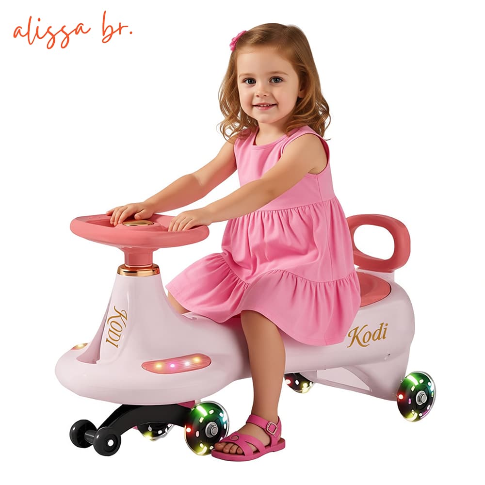 Carrinho Ginga Rolimã com LED, gira 360°, suporta 100kg e toca música para crianças -P23