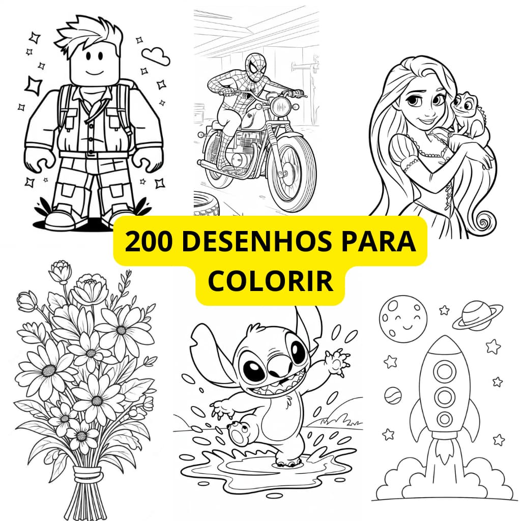 200 Desenhos para colorir Variados Envio rápido Menino Menina infantil Educacativo folhas soltas