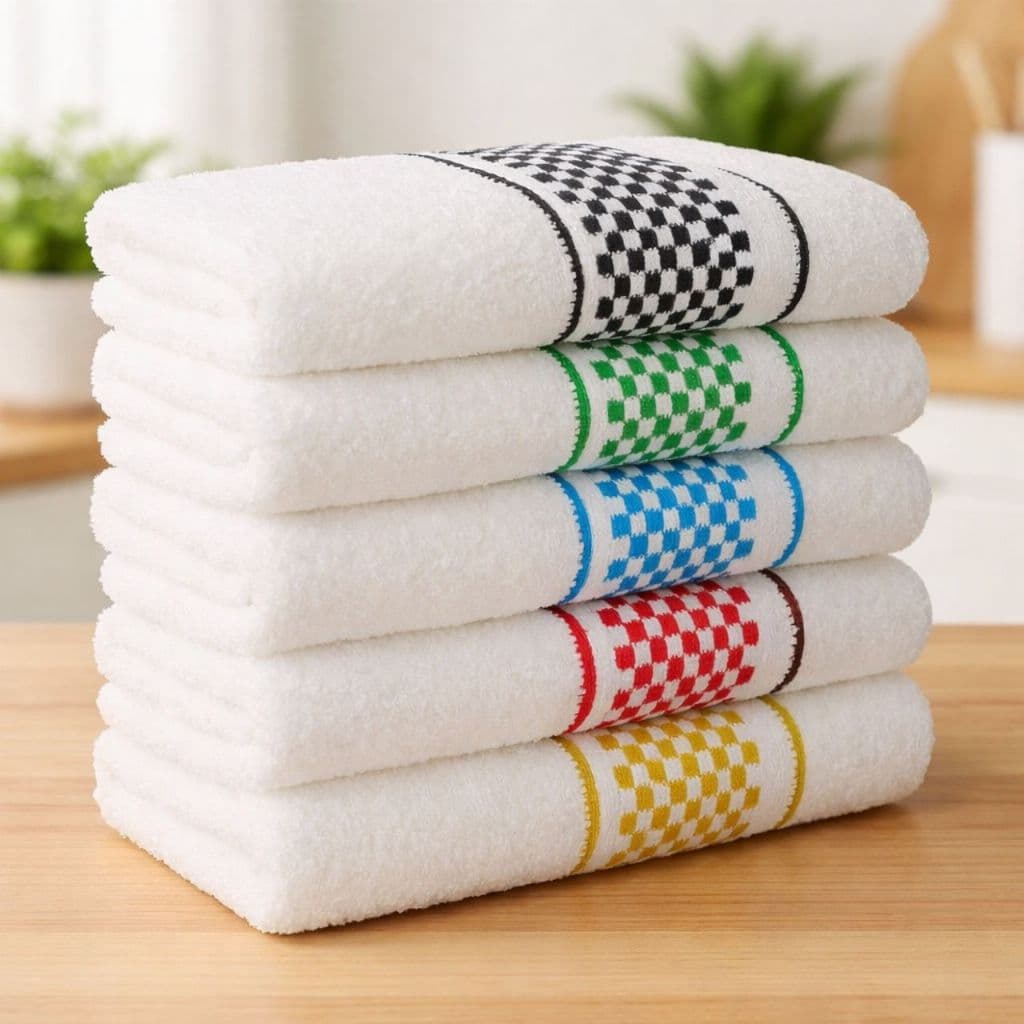 Kit 5 Panos de Prato Copa 100% Algodão Felpudo Toalha de Cozinha