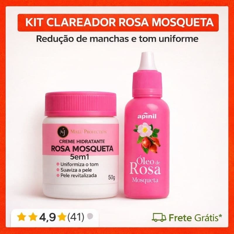 Kit Clareador Rosa Mosqueta – Redução de Manchas e Tom Uniforme