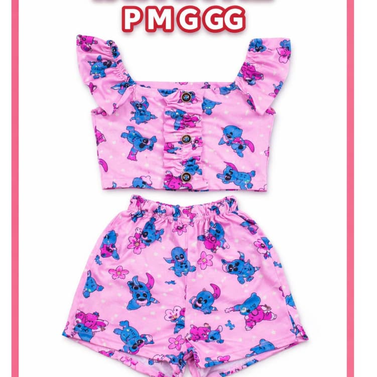 Conjunto Infantil feminino Estampa Capivara Menina 1 a 10 anos Verão