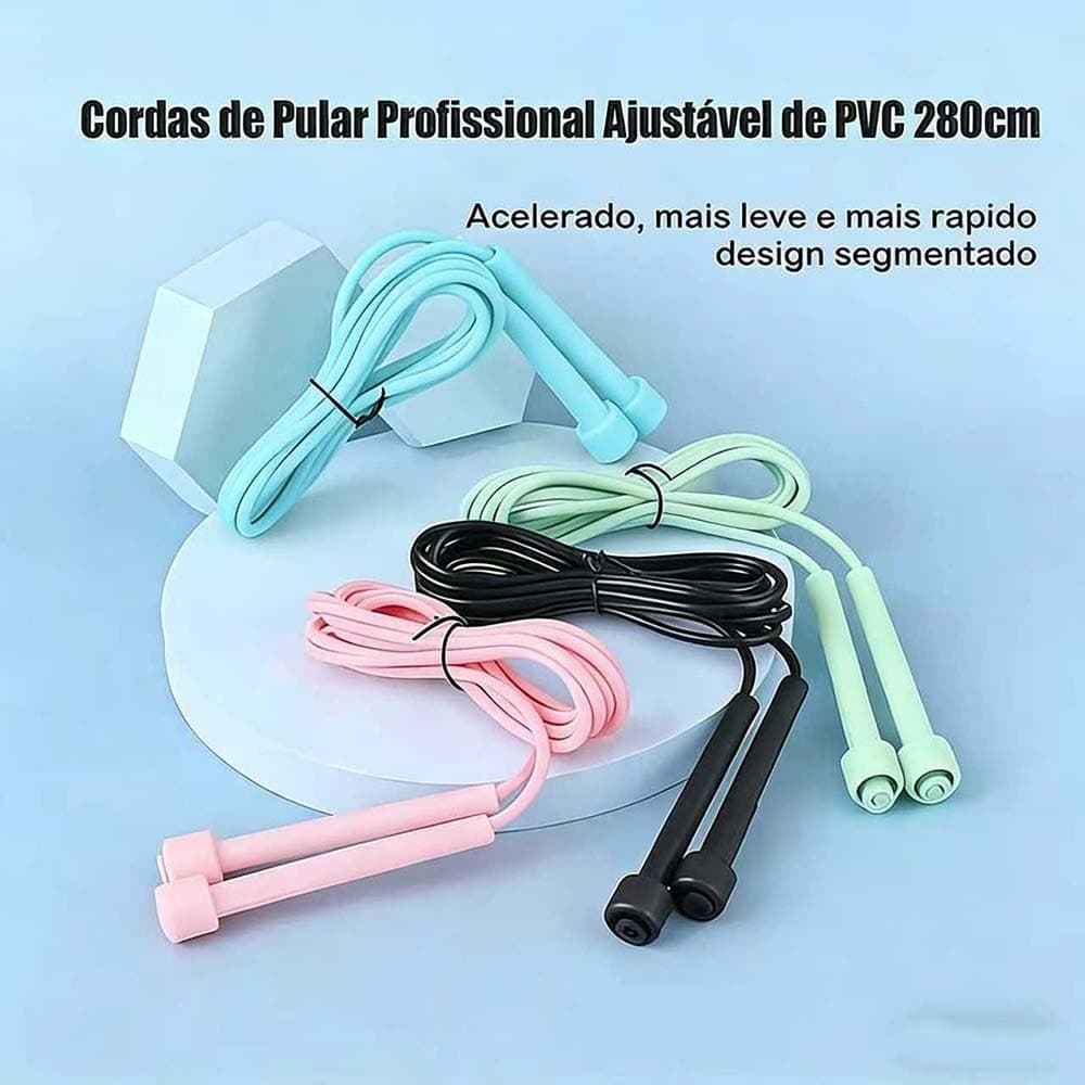 KIT COM 3 Cordas de Pular Profissional Ajustável de PVC 280cm