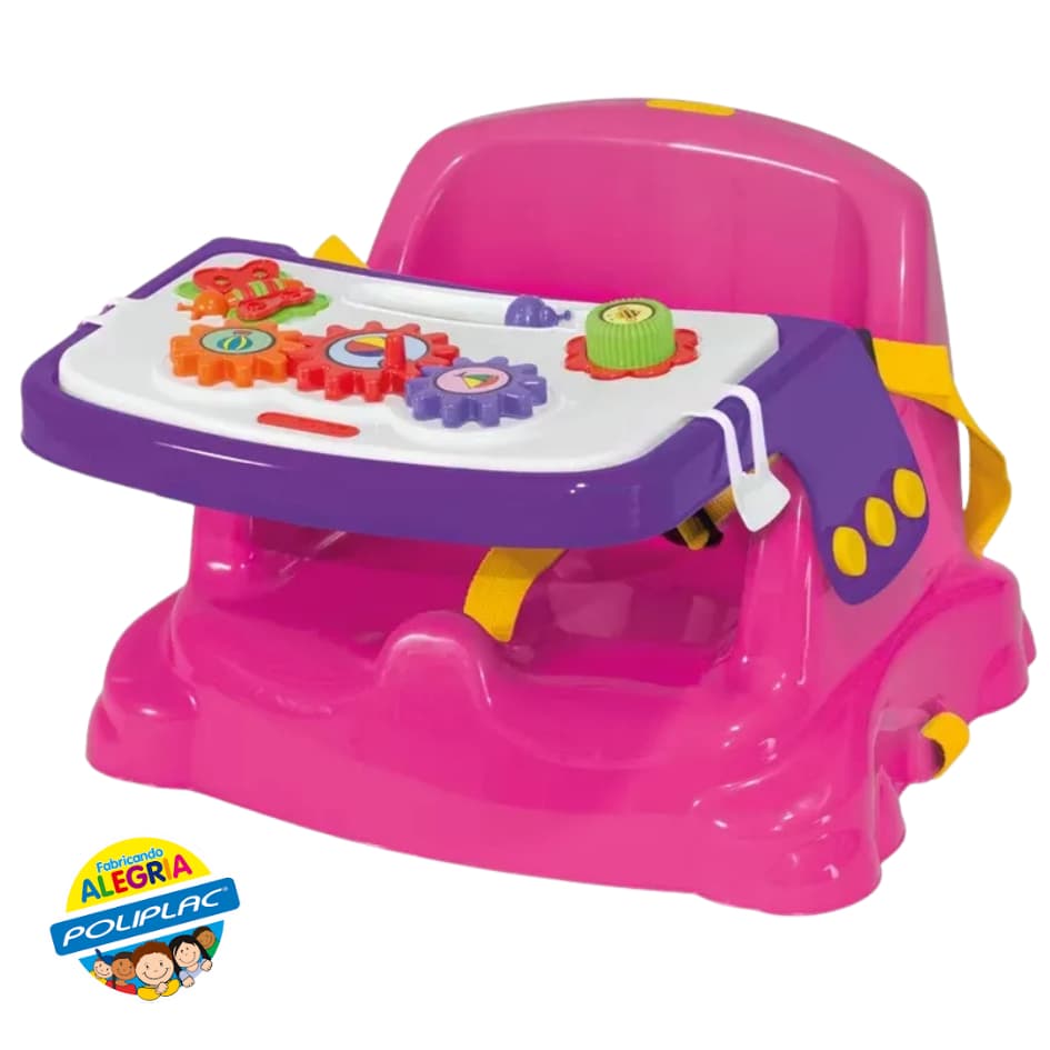 Cadeira Infantil Didática Rosa para Brincar e Alimentar - 2 em 1 Brincar e Alimentar seu neném