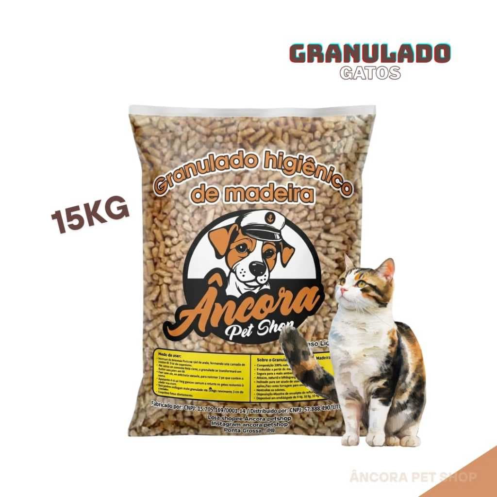 Granulado De Madeira Sanitario Higienico Para Gatos - 15Kg