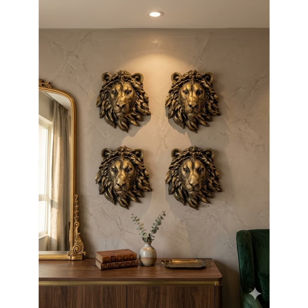 Escultura de Leão Estatueta Decorativa Realista Presente Enfeites