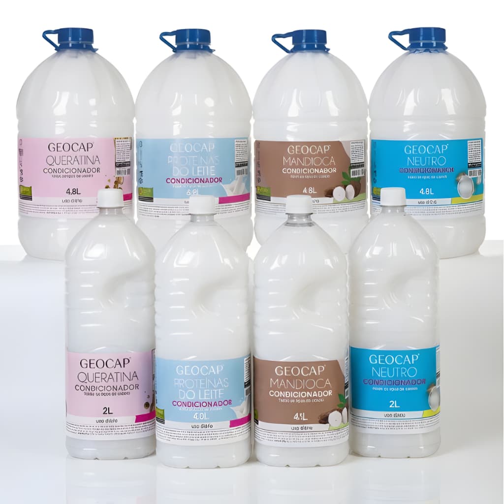 Condicionador Todos Tipos de Cabelos 2 Litros / 4,8 Litros Geocap Desembaraça Hidrata Brilho Macio