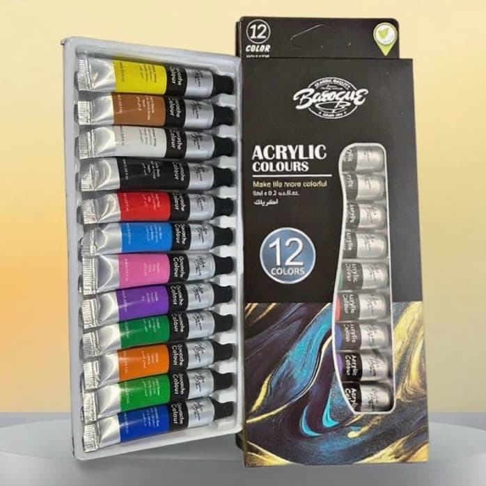 Tinta Acrílica e Óleo Profissional - Kit Pintura 12 Cores