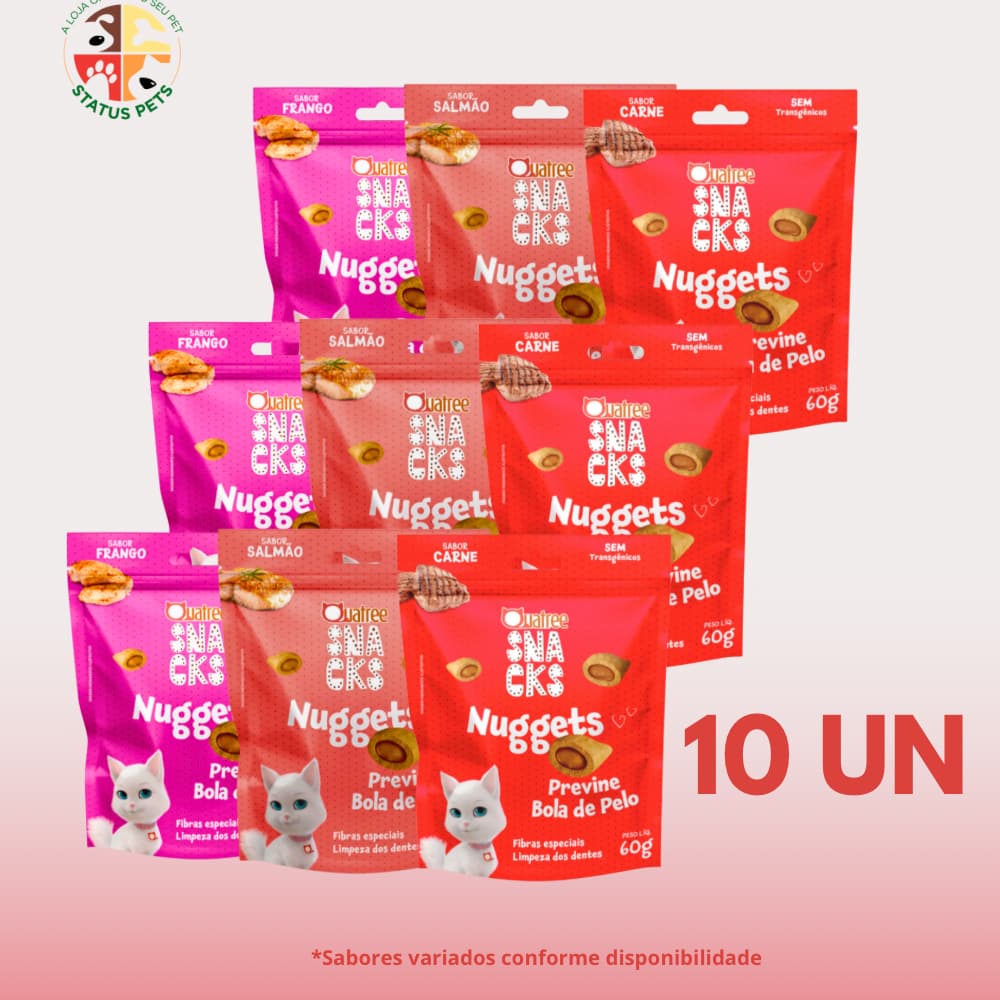 KIT 10 Snack Quatree para Gatos Adultos Bola de Pelo
