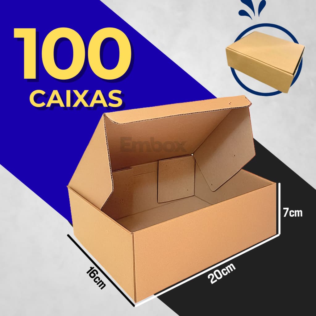 Kit 100 ou 50 Caixas de Papelão Correios Ecommerce Envios Pequena Atacado Resistente 20x16x7cm