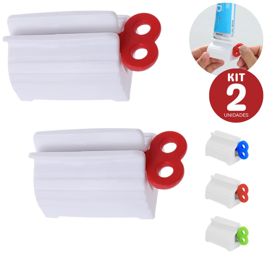 Kit 2 Espremedor De Pasta Dente Creme Dental Raspador Tubo Giratório Manual Rolo Plástico