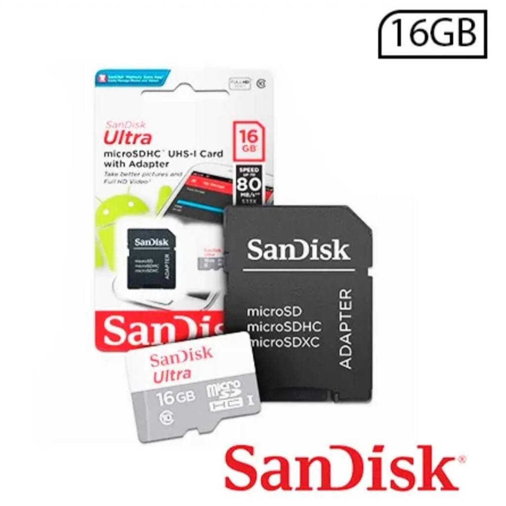 Cartão Memória Sandisk Micro Sdxc 16gb Ultra Com Adaptado