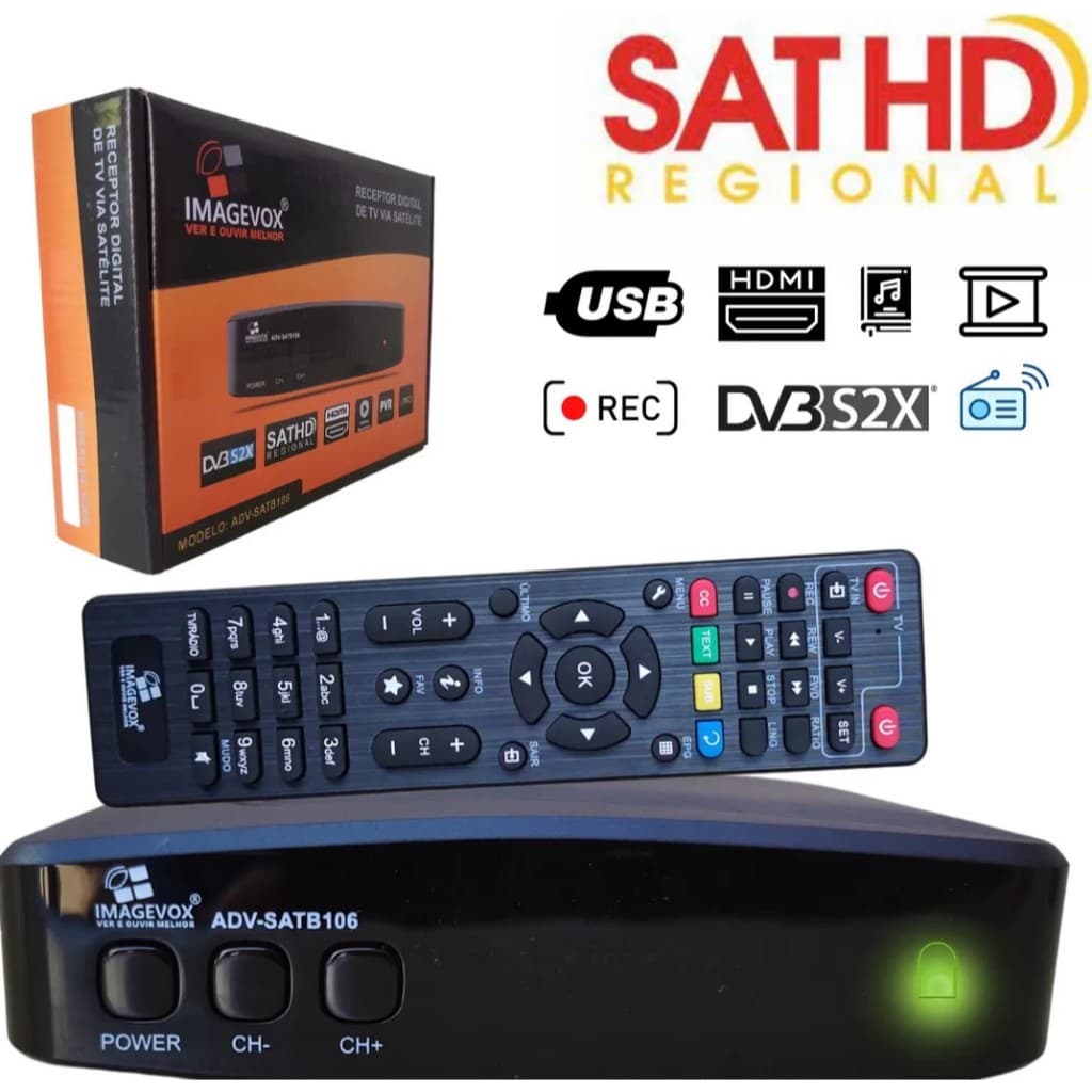 Receptor Satélite Hd/ku/nova Parabólica/livre Preto 127/220v