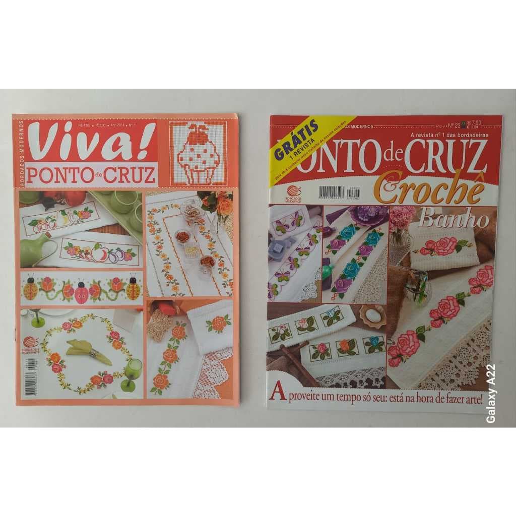 Kit 2 Revistas: 1 Ponto de Cruz & Crochê + 1 VIVA! Ponto de Cruz