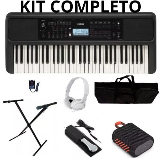 Kit Completo Teclado Musical Arranjador Yamaha Psr E383