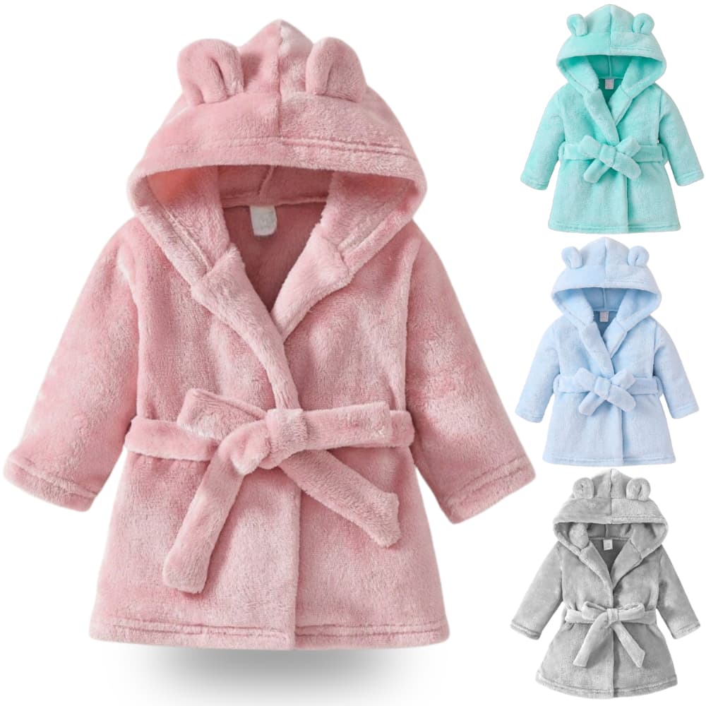 Roupão Infantil Bebe Quentinho com Capuz e Cinto Tecido Plush Antialérgico