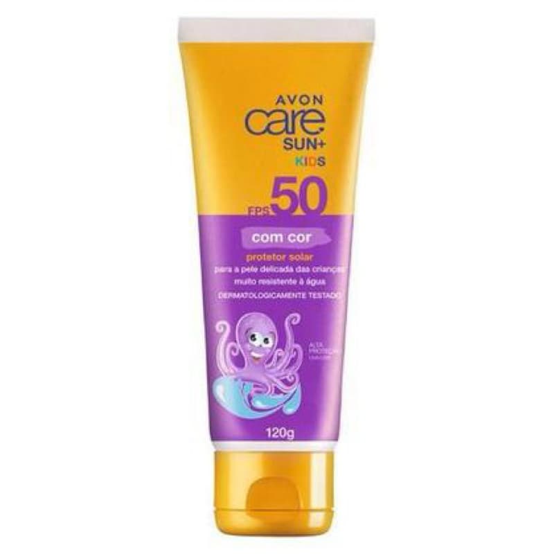 Protetor Solar Infantil com Cor FPS 50 Protetor Solar Avon Care Kids FPS 50 com Cor Original Avon