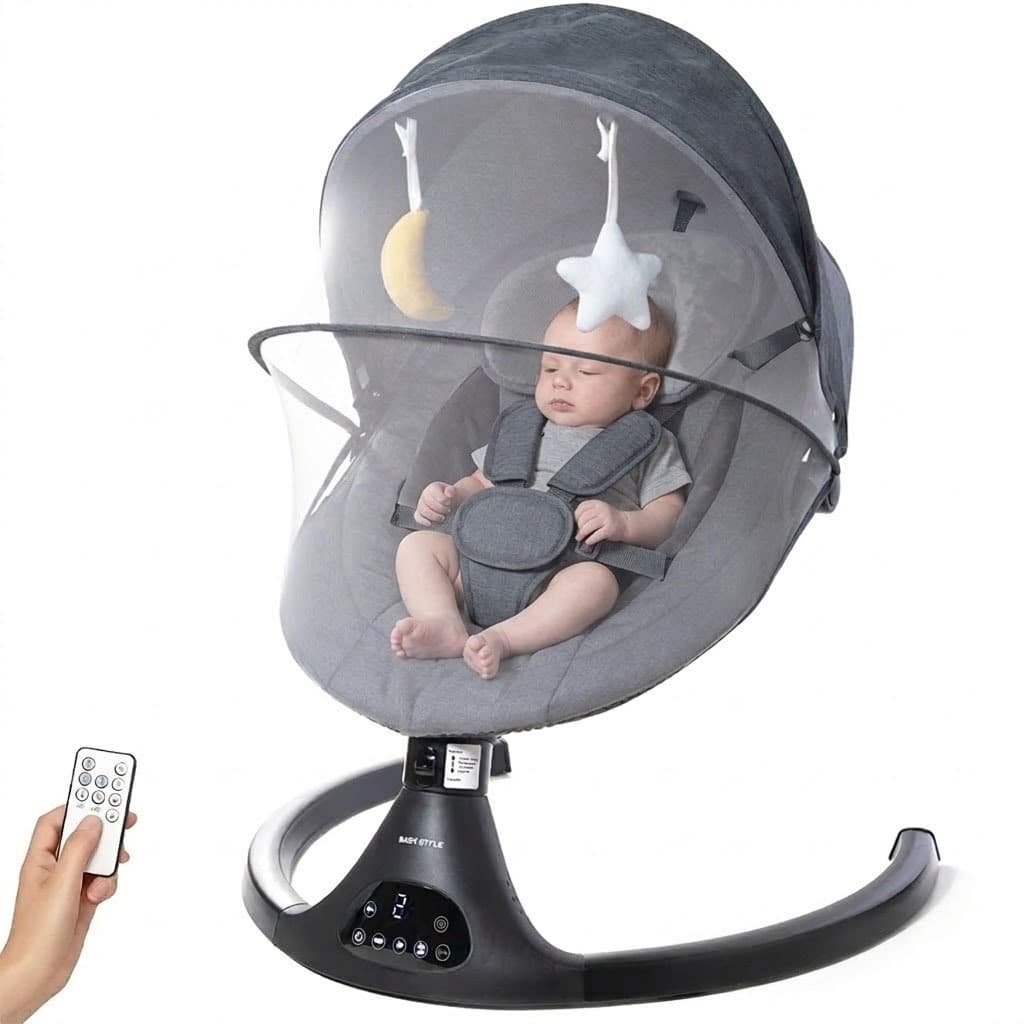 Cadeira de Descanso e Balanço para Bebê Bliss Baby Style com Música, Mosquiteiro e Controle Remoto