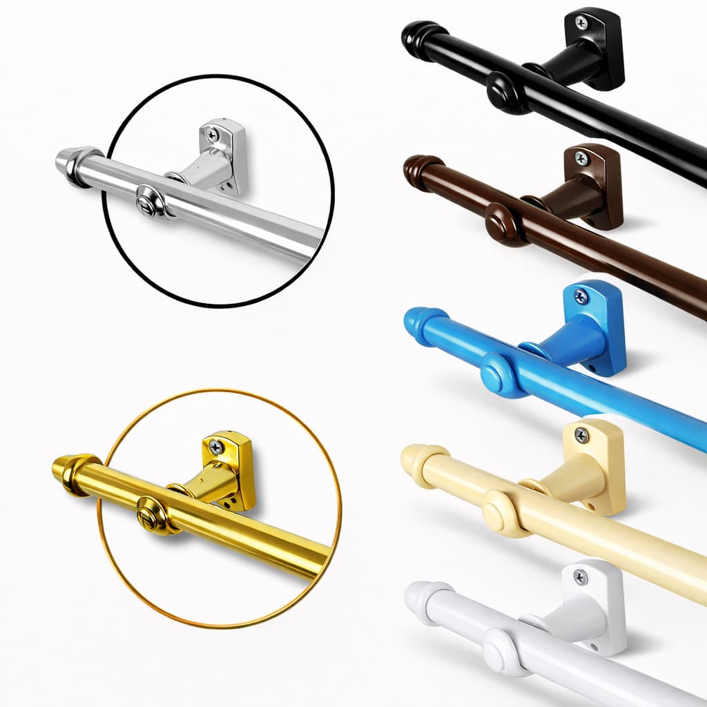 Varão de Aço 1,5m Para Cortina Simples 19mm com Ponteira e Suporte - Aço Ferro