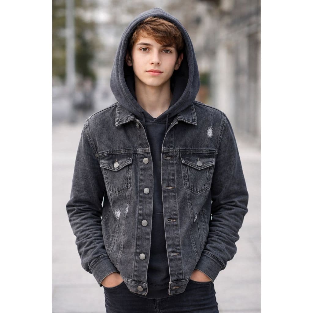 JAQUETA JEANS COM MOLETON INFANTIL/JUVENIL