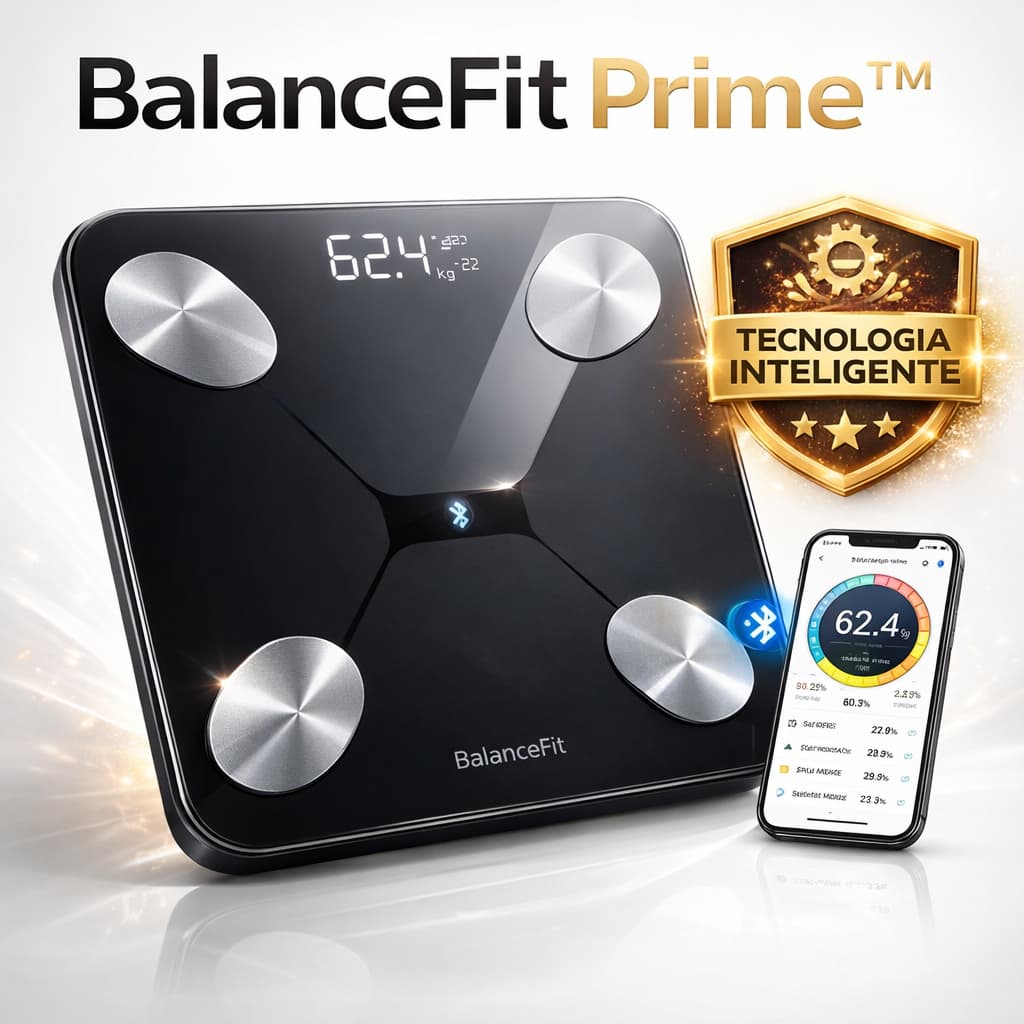 Balança Digital Inteligente Bluetooth Bioimpedância 140kg Gordura Corporal App BalanceFit Prime