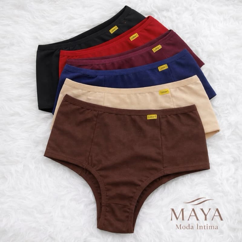 Kit 10 Calcinha Pala Dupla Segura Barriga Modeladora Cos Alto Lisa Cintura Alta