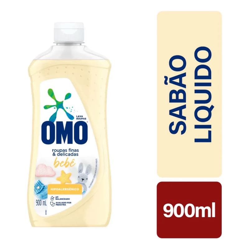 Kit 3 Unid Lava Roupa Líquido Omo Bebê Hipoalergênico 900ml Val.04/27