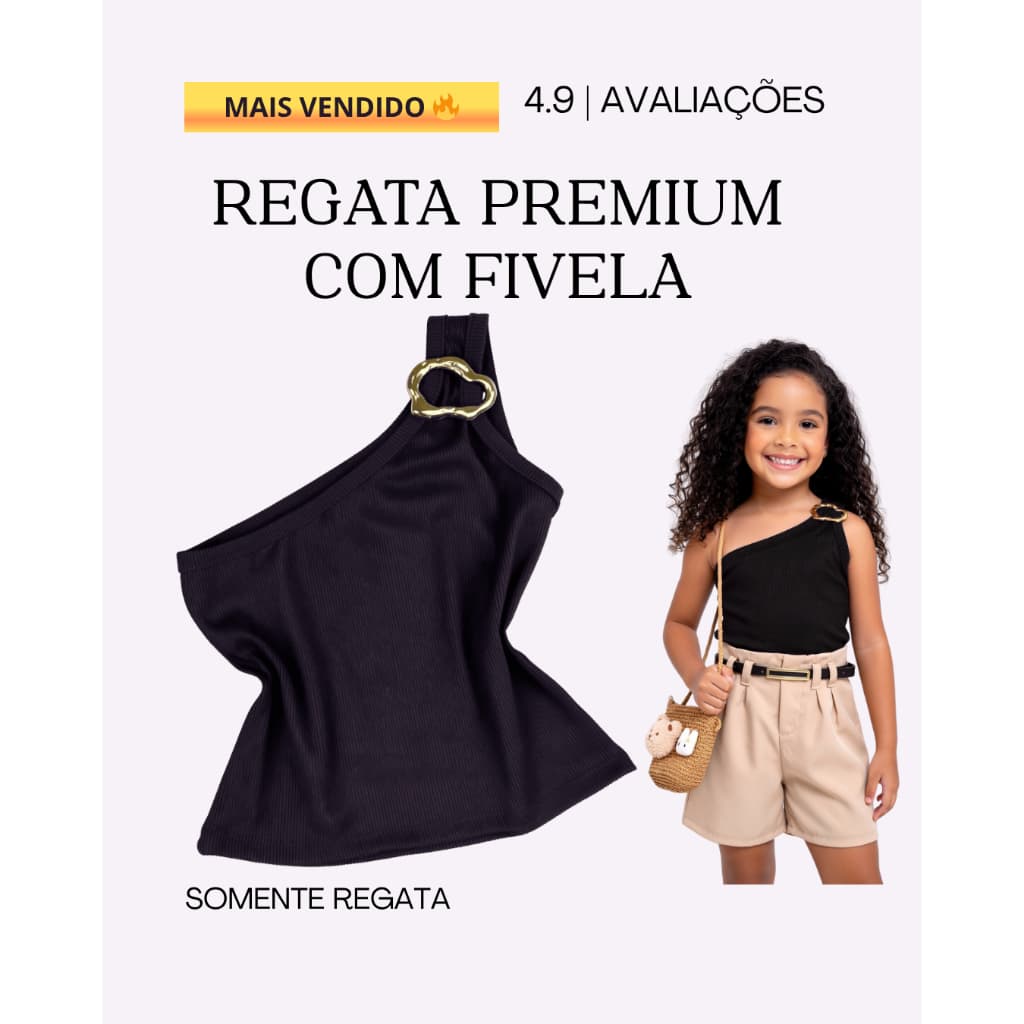 Blusa Infantil Canelada Menina | Regata Ribana Básica Verão Conforto Dia a Dia Tamanho 4 ao 16