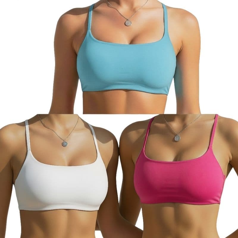 Kit 3 Tops Academia Fitness Duplo Alça Fina Zero Transparência Moda Cores