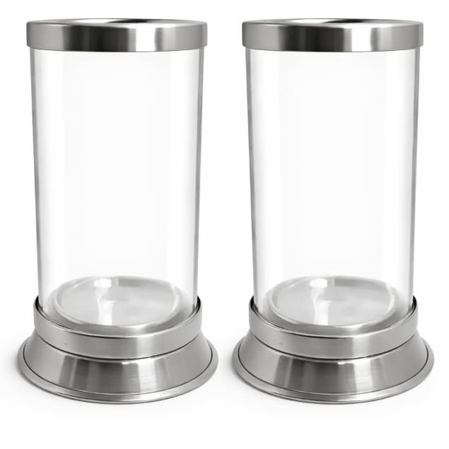 Kit 2 Porta Vela 7 Dias Vidro Antichamas Base Alumínio Proteção Vento Decorativo Seguro Resistente Premium