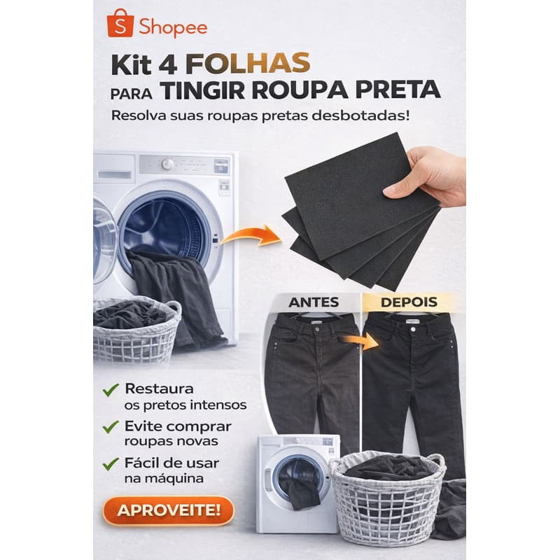 Kit com 4 folhas para roupas pretas - Devolve a cor
