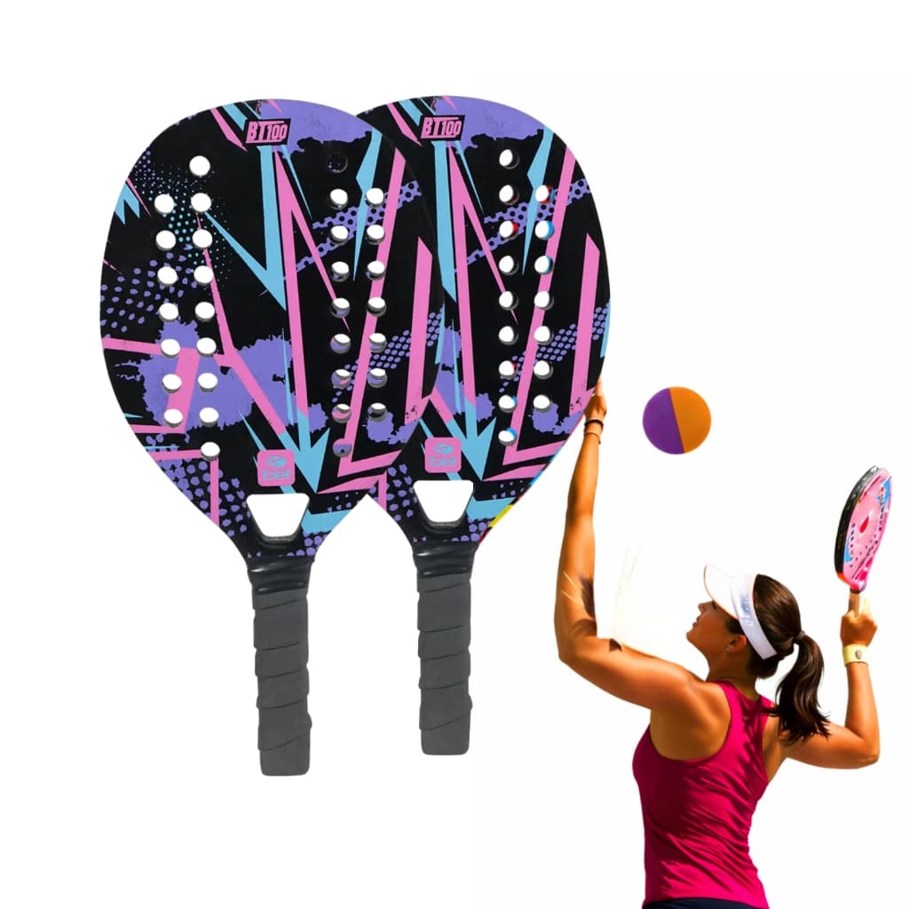 Kit Beach Tennis Bel com 2 Raquetes e Bolinha BT100 Madeira Naval Lilás