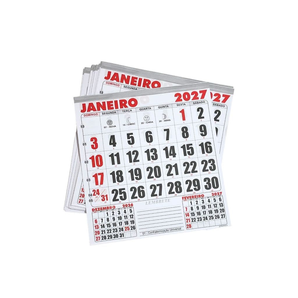 10 Blocos Refil Para Calendário De Parede 21x22 Cm Folhinha Comercial 2027 Anual