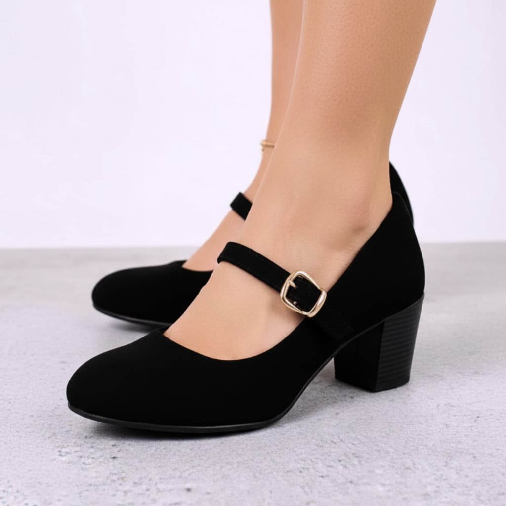 Sapato Feminino Mary Jane Boneca Salto Médio Confortável Social Trabalho Dia a Dia