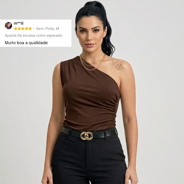 Body Feminino Mula Manca em Suplex Premium Um Ombro Só Forrado