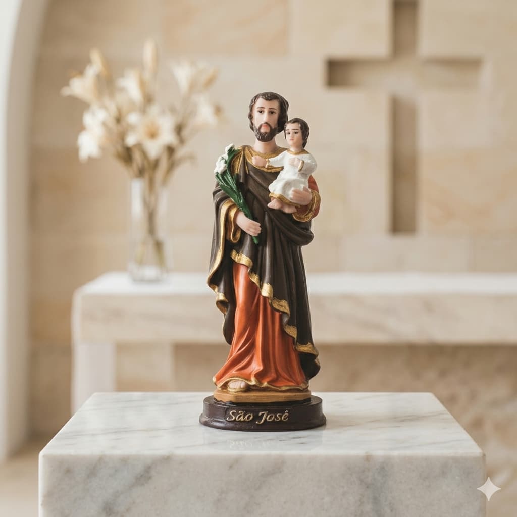 Sao Jose Santo Catolico Resina 15Cm Casa Igreja Peca Artesanal