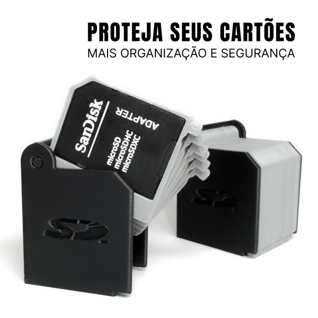 Porta Cartão SD e Micro SD | Organizador Seguro para Cartões de Memória | Case Compacto