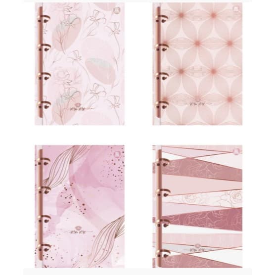 Caderno Argolado Colegial Rosa Rose 190 x 260 mm com 160 Folhas Pautadas e Decoradas - Animativa