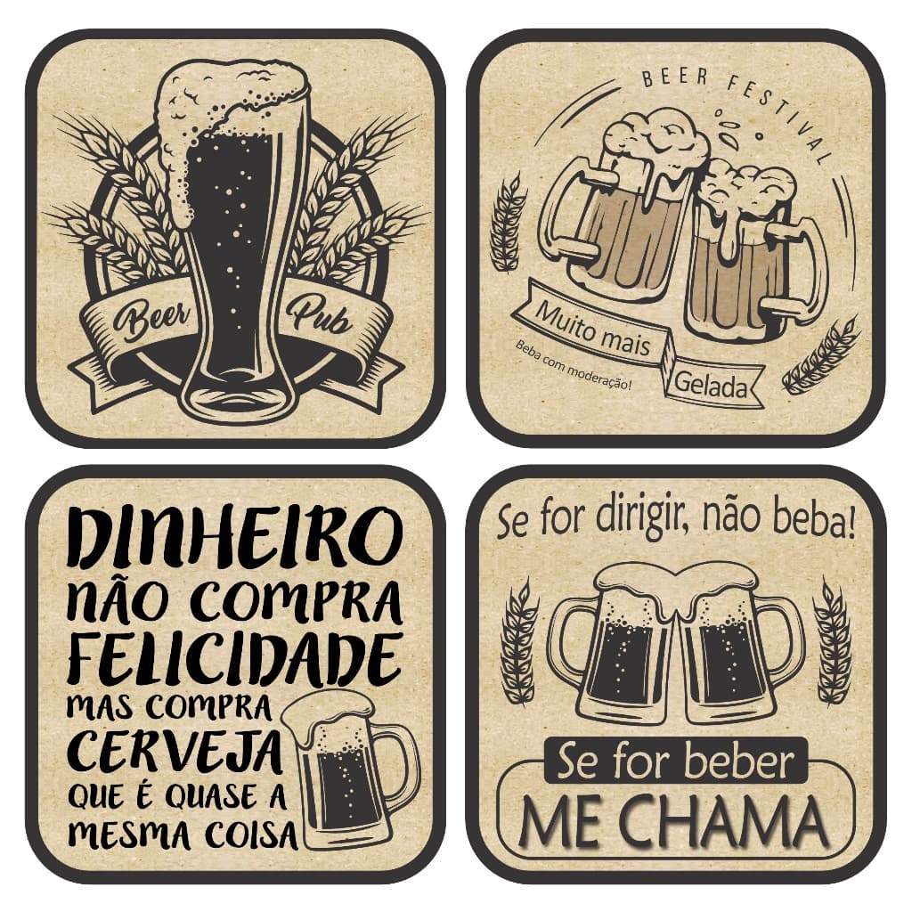 100 / 500 unid. Porta copos ou garrafas, Bolacha de Chopp 91mm.