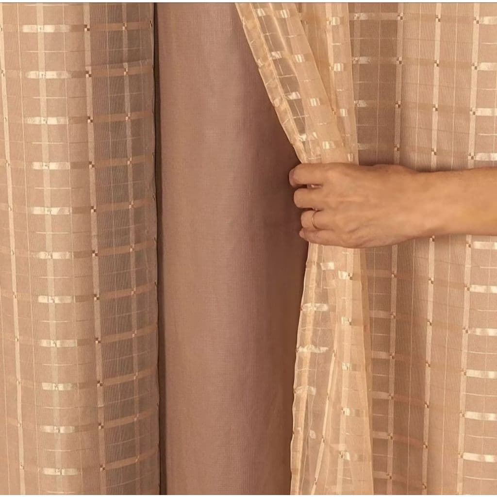 Cortina Prata 4,00x2,80m Microfibra com Voil Liso/Xadrez – Diversas Cores