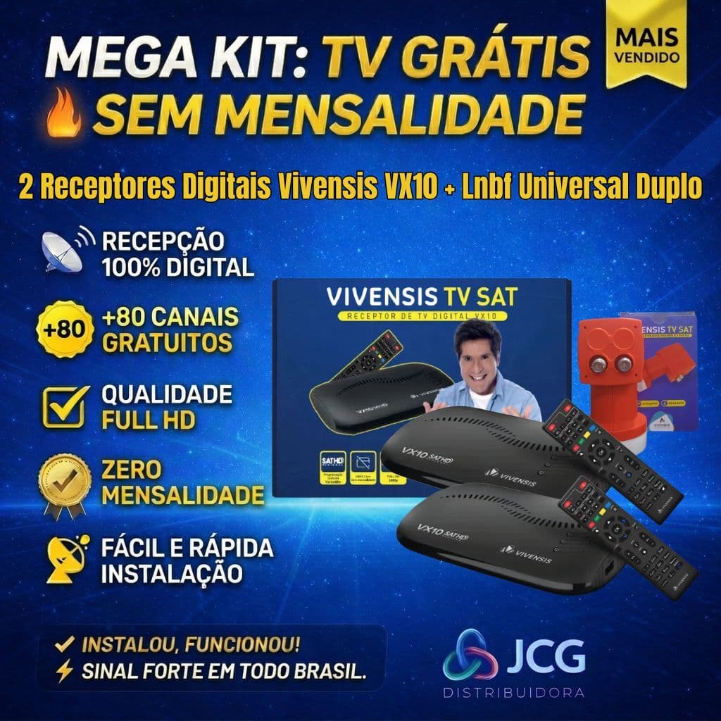 Kit 2 Receptor Digital Banda Ku Vivensis + Lnbf Duplo
