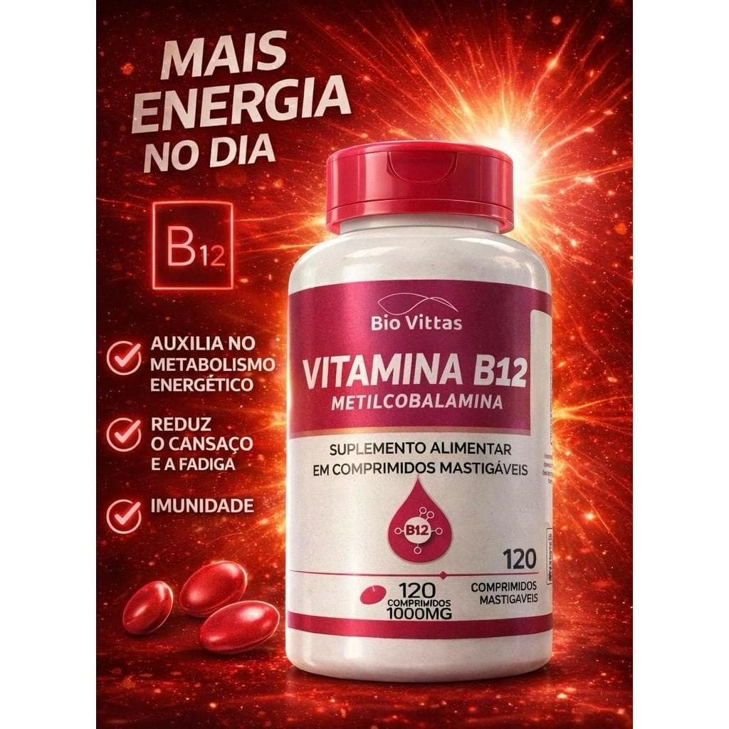 Vitamina B12 500MG Suplemento Cápsulas| Mais Energia e Disposição
