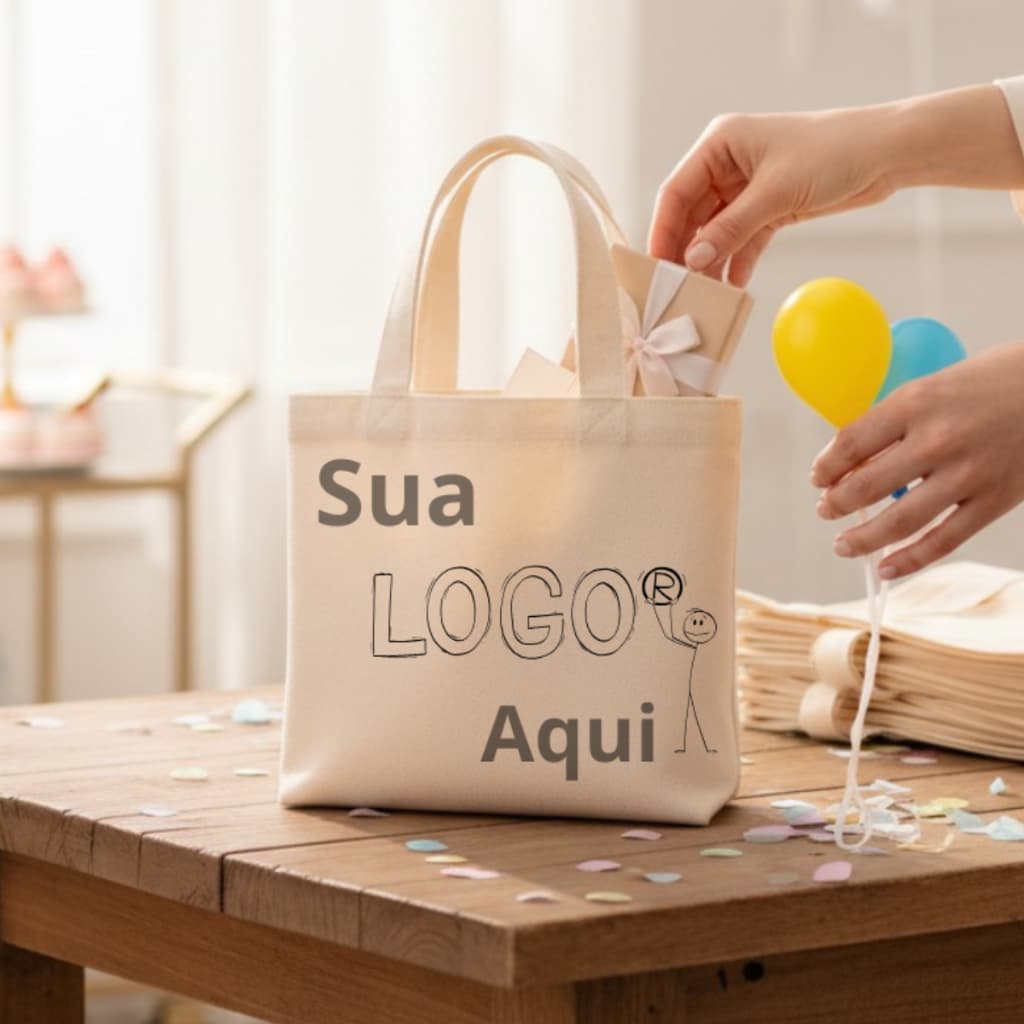 Bolsinha Personalizada Ecobag Algodão 19cmX17cm Pequena para aniversario saquinho de surpresa evento Bolsa