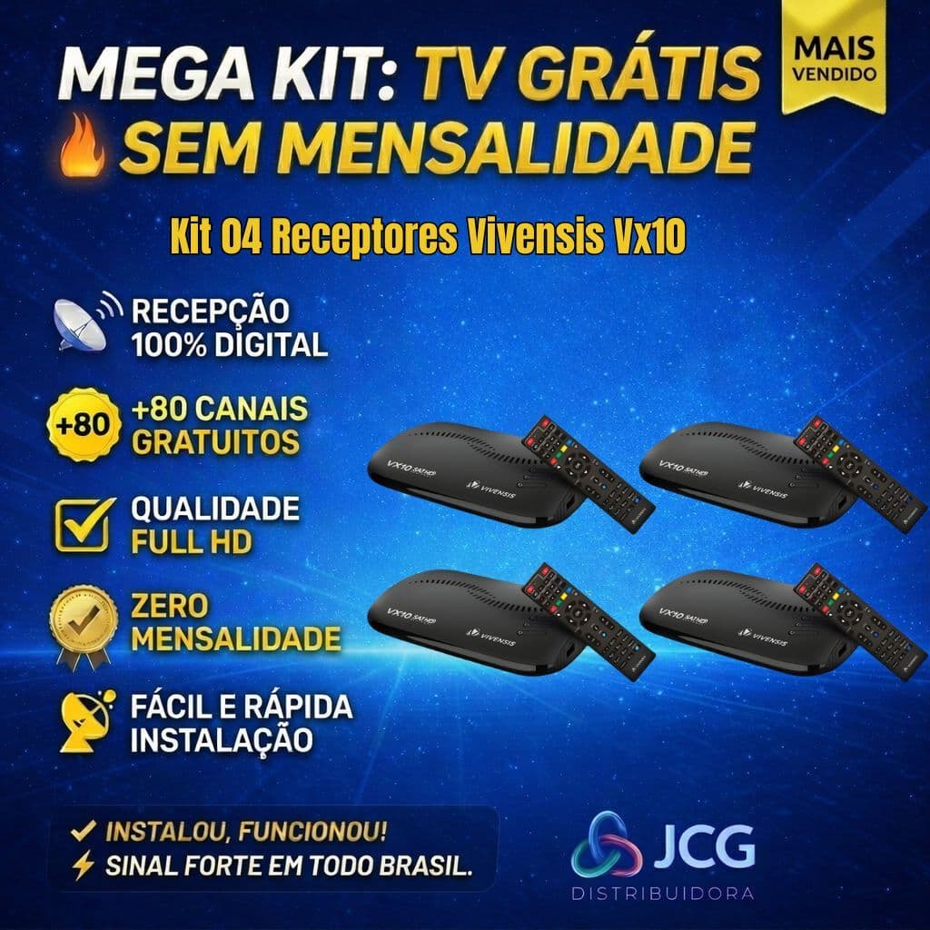 Kit 4 Receptores Vivensis Vx10 Sathd Nova Parabólica B1/D2, Preto