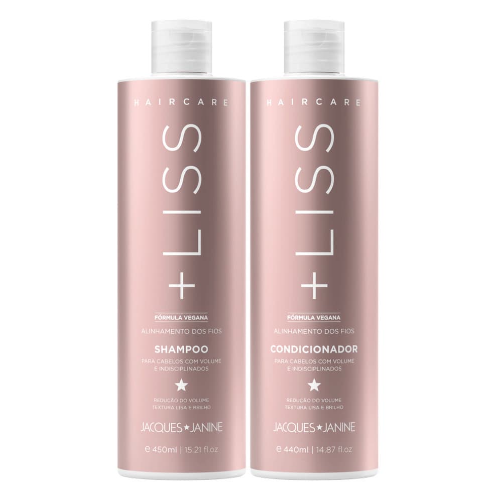 Jacques Janine Hair Care Liss Shampoo Sem Sal 450ml Condicionador Leave-in 440ml Brilho Reduz Volume